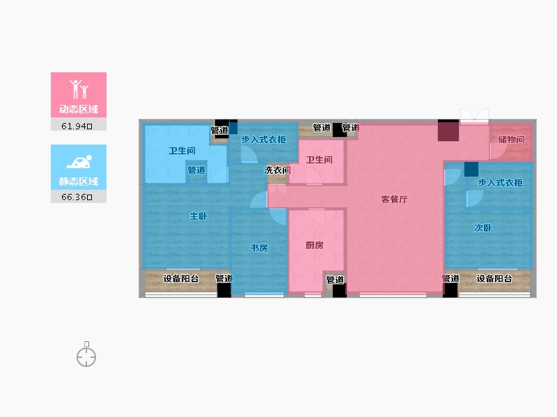 辽宁省-沈阳市-裕沁听月轩全运五路105-35号（Q）170m²-126.53-户型库-动静分区