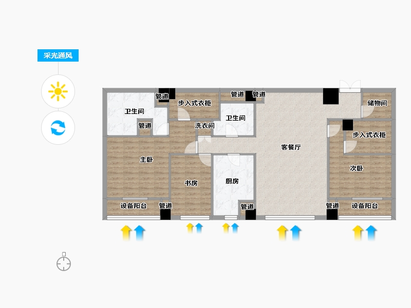 辽宁省-沈阳市-裕沁听月轩全运五路105-35号（Q）170m²-126.53-户型库-采光通风