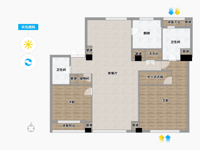 辽宁省-沈阳市-裕沁听月轩全运五路105-35号（Q）184m²-136.15-户型库-采光通风