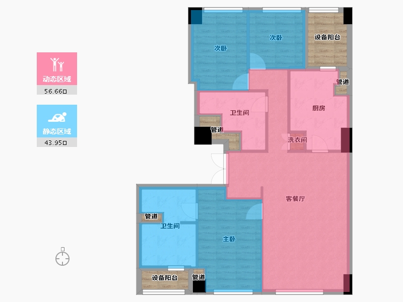 辽宁省-沈阳市-裕沁听月轩全运五路105-36号140m²-100.30-户型库-动静分区