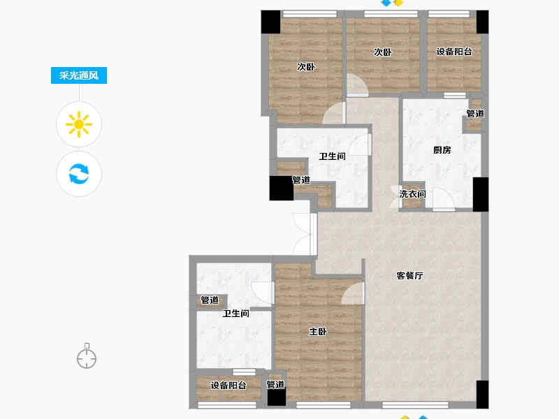 辽宁省-沈阳市-裕沁听月轩全运五路105-36号140m²-100.30-户型库-采光通风