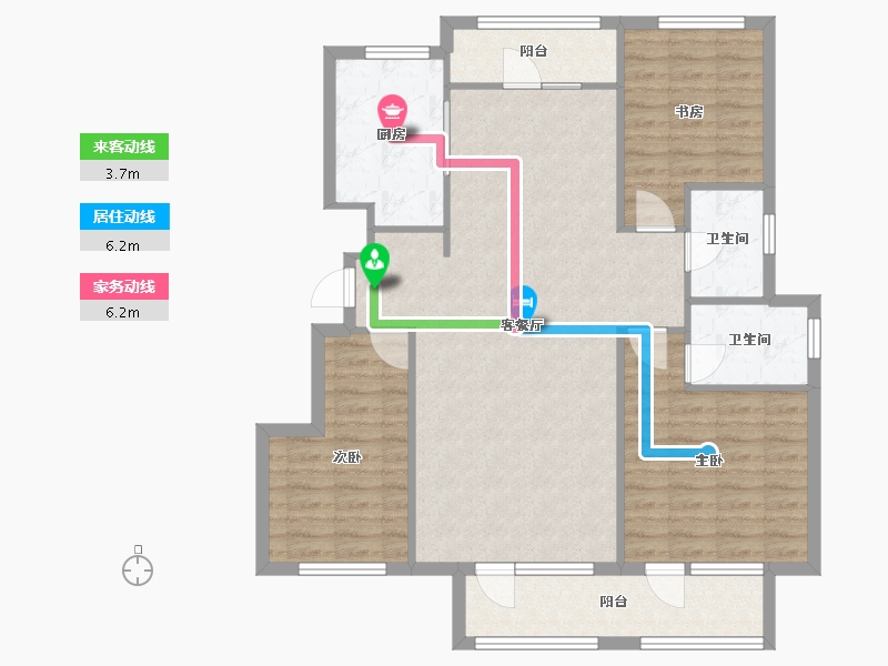 辽宁省-沈阳市-远洋仰山创新路（8,26,7,1,18,19)号楼125m²-102.99-户型库-动静线