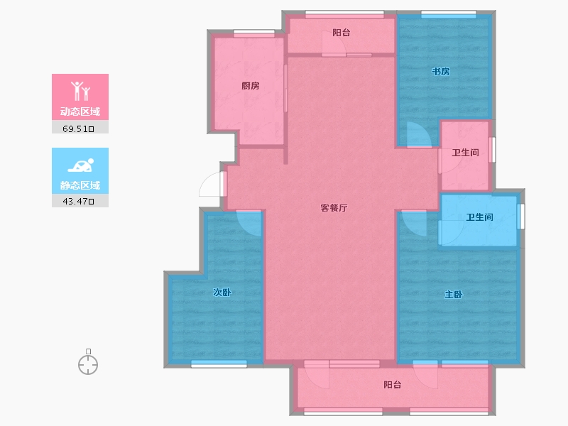 辽宁省-沈阳市-远洋仰山创新路（8,26,7,1,18,19)号楼125m²-102.99-户型库-动静分区