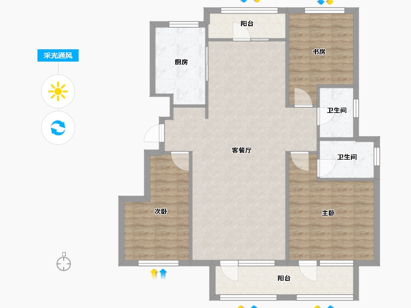 辽宁省-沈阳市-远洋仰山创新路（8,26,7,1,18,19)号楼125m²-102.99-户型库-采光通风