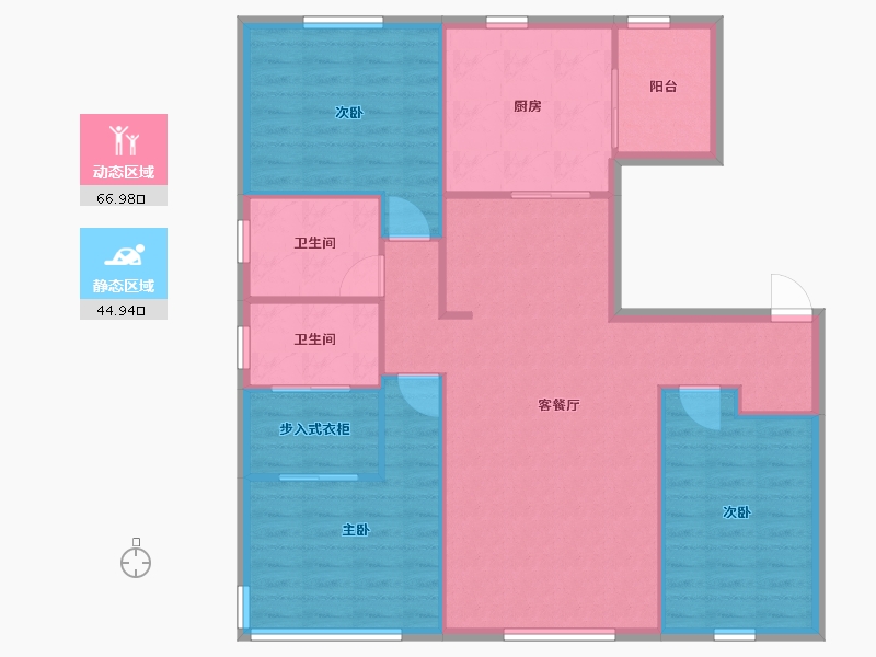 辽宁省-沈阳市-中海半山华府全运一东路（93,86,87)号楼128m²-102.36-户型库-动静分区