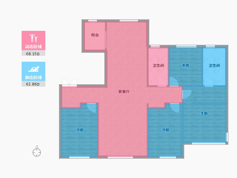 辽宁省-沈阳市-中海半山华府全运一东路（72,69,70)号楼150m²-120.37-户型库-动静分区