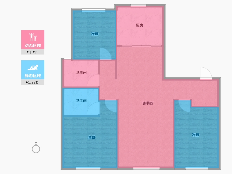 辽宁省-沈阳市-中海半山华府全运一东路（85,92,96)号楼108m²-85.79-户型库-动静分区