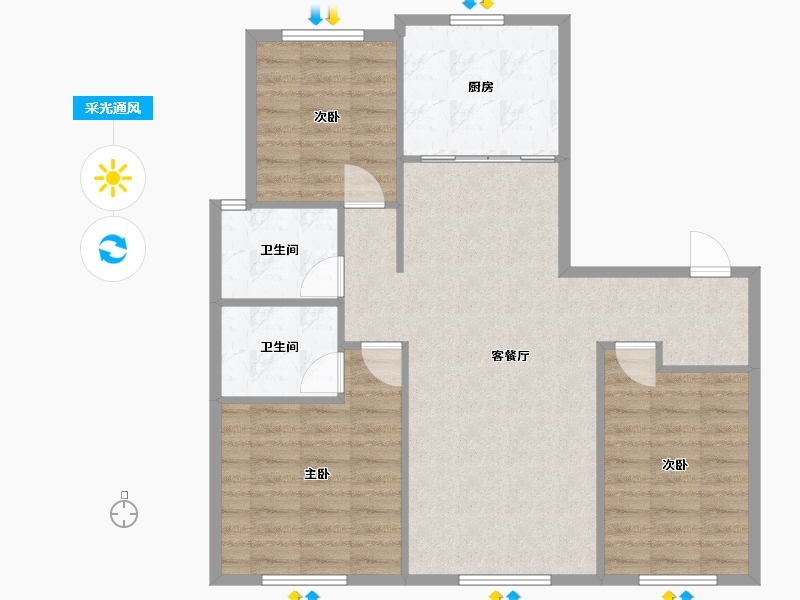 辽宁省-沈阳市-中海半山华府全运一东路（85,92,96)号楼108m²-85.79-户型库-采光通风