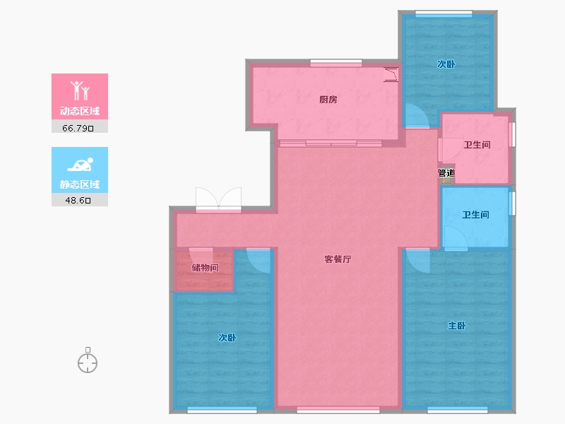 辽宁省-沈阳市-中海润山府全运一东路(10,8)号楼137m²-104.82-户型库-动静分区