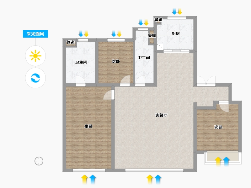 辽宁省-沈阳市-中海润山府全运一东路1-17号（17号楼）151m²-122.33-户型库-采光通风