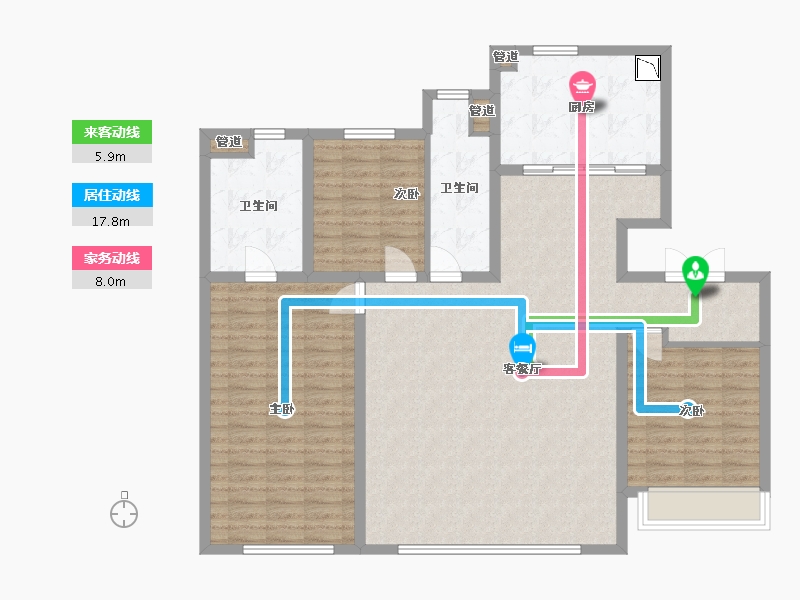 辽宁省-沈阳市-中海润山府全运一东路1-19号（19号楼）158m²-128.92-户型库-动静线