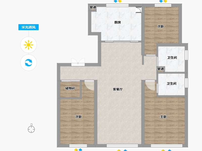 辽宁省-沈阳市-中海润山府全运一东路1-37号（37号楼）117m²-90.53-户型库-采光通风