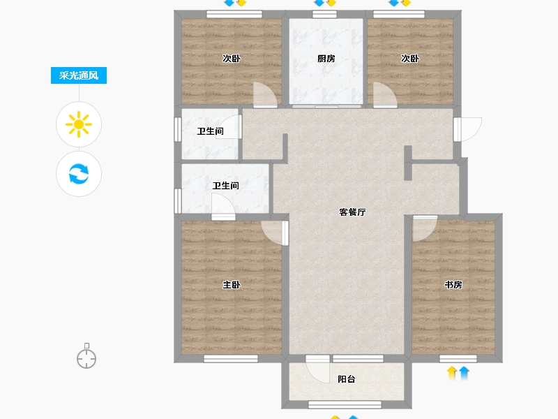 辽宁省-沈阳市-中旅万科城双园路（20,21,28,29）号楼129m²-102.94-户型库-采光通风