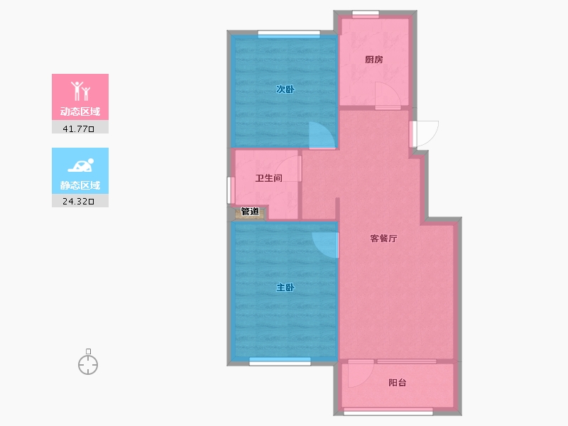 辽宁省-沈阳市-中旅万科城双园路（24,25,32,37）号楼78m²-60.03-户型库-动静分区