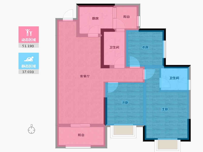 四川省-成都市-北辰鹿鸣院-77.18-户型库-动静分区