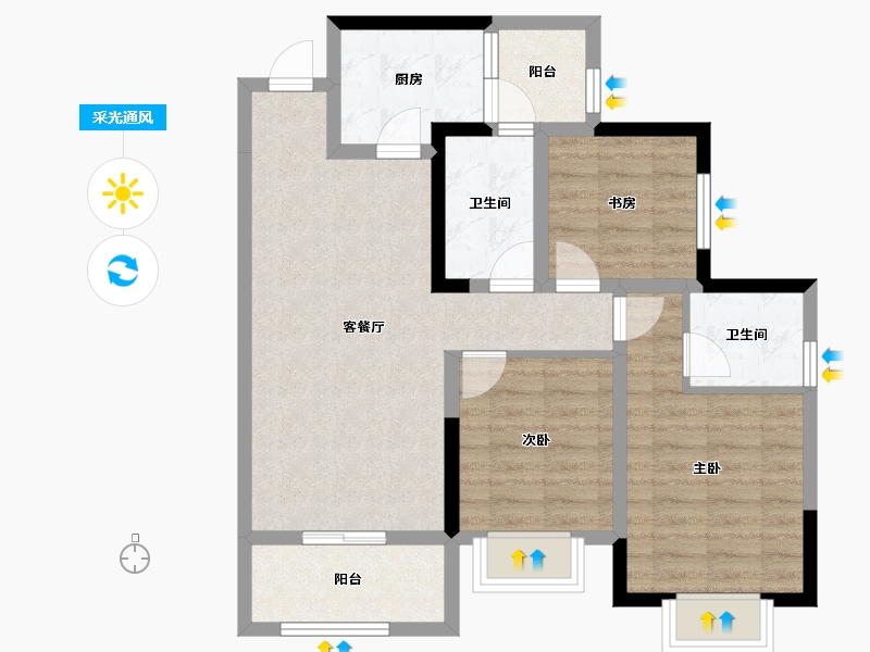 四川省-成都市-北辰鹿鸣院-77.18-户型库-采光通风