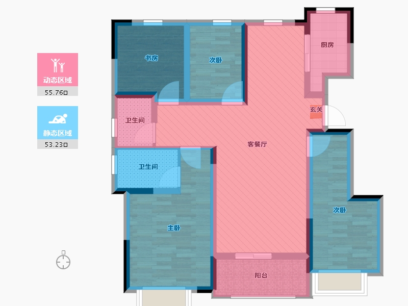 安徽省-阜阳市-金悦东湖-94.59-户型库-动静分区