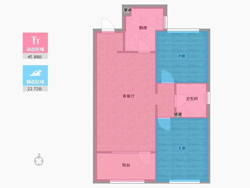 辽宁省-沈阳市-金地樾檀山89m²-62.34-户型库-动静分区