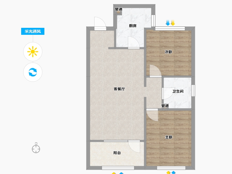 辽宁省-沈阳市-金地樾檀山89m²-62.34-户型库-采光通风