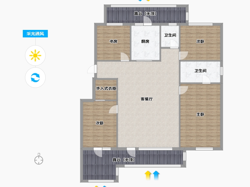 辽宁省-沈阳市-金地樾檀山167m²-160.23-户型库-采光通风