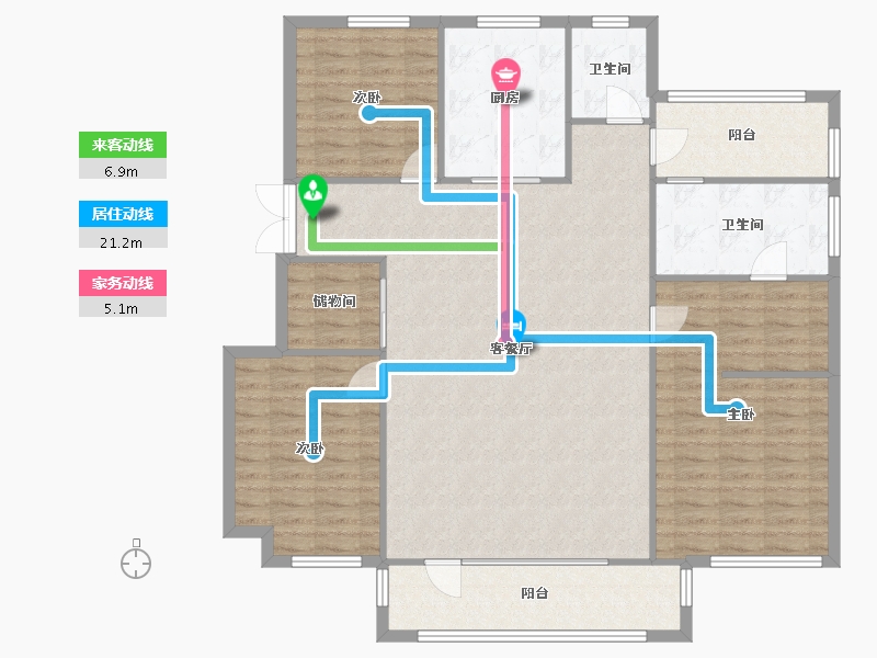 辽宁省-沈阳市-金地樾檀山152m²-134.78-户型库-动静线