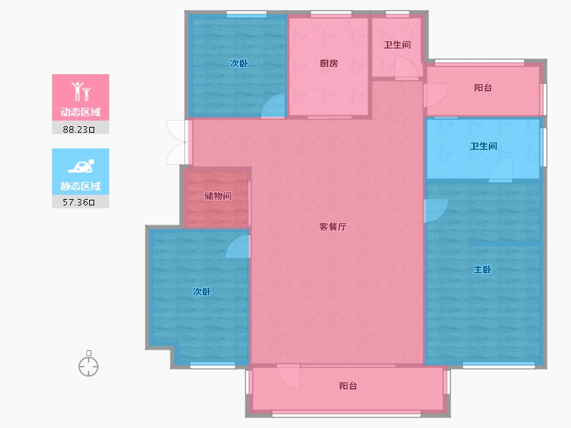 辽宁省-沈阳市-金地樾檀山152m²-134.78-户型库-动静分区