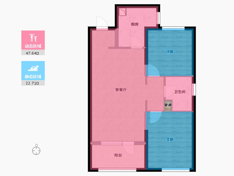 辽宁省-沈阳市-金地樾檀山A户型89m²-62.40-户型库-动静分区