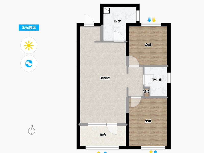 辽宁省-沈阳市-金地樾檀山A户型89m²-62.40-户型库-采光通风