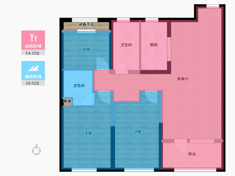 辽宁省-沈阳市-金地樾檀山C户型115m²-84.36-户型库-动静分区