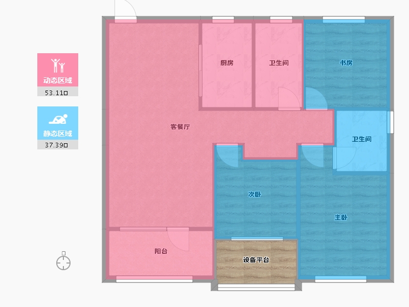 辽宁省-沈阳市-金地樾檀山B户型114m²-87.19-户型库-动静分区