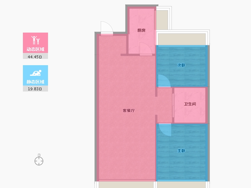 辽宁省-沈阳市-金地艺境E1户型89m²-58.52-户型库-动静分区