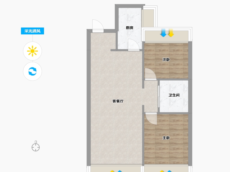 辽宁省-沈阳市-金地艺境E1户型89m²-58.52-户型库-采光通风