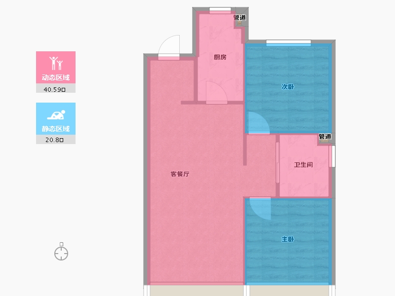 辽宁省-沈阳市-金地艺境75户型75m²-55.94-户型库-动静分区