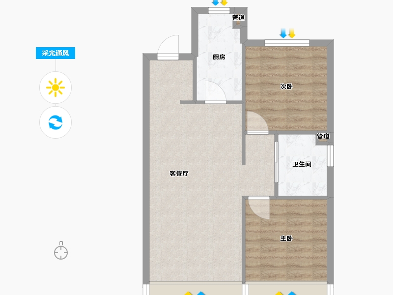 辽宁省-沈阳市-金地艺境75户型75m²-55.94-户型库-采光通风