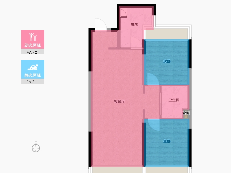 辽宁省-沈阳市-金地艺境B户型86m²-56.07-户型库-动静分区