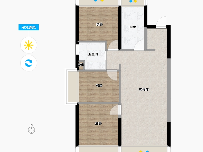 辽宁省-沈阳市-金地艺境D户型103m²-67.28-户型库-采光通风