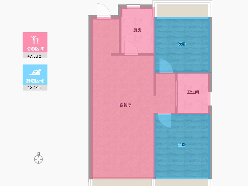 辽宁省-沈阳市-金地艺境E2户型89m²-60.00-户型库-动静分区