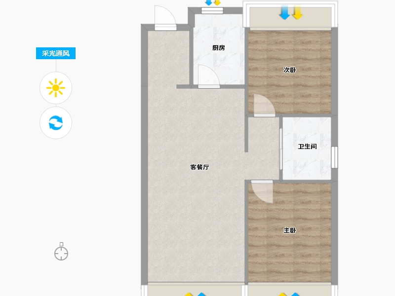 辽宁省-沈阳市-金地艺境E2户型89m²-60.00-户型库-采光通风