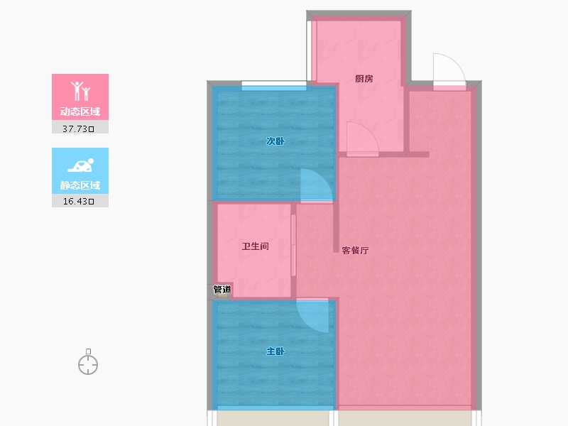 辽宁省-沈阳市-金地艺境65户型65m²-48.91-户型库-动静分区