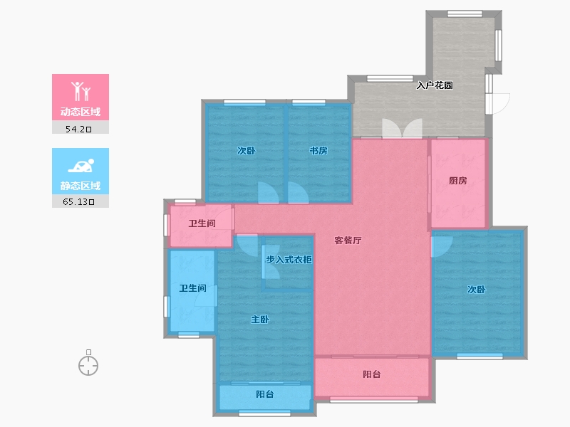 辽宁省-沈阳市-浦江御景湾Y1户型139m²-125.39-户型库-动静分区