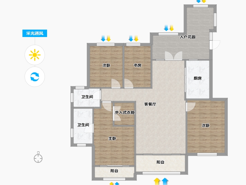 辽宁省-沈阳市-浦江御景湾Y1户型139m²-125.39-户型库-采光通风