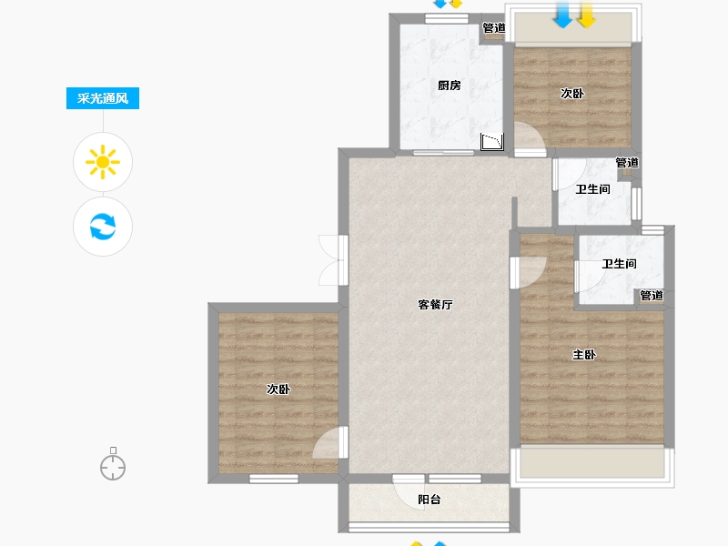 辽宁省-沈阳市-金石小镇沈营大街（B5,B6,A5,A9）号楼116m²-85.05-户型库-采光通风