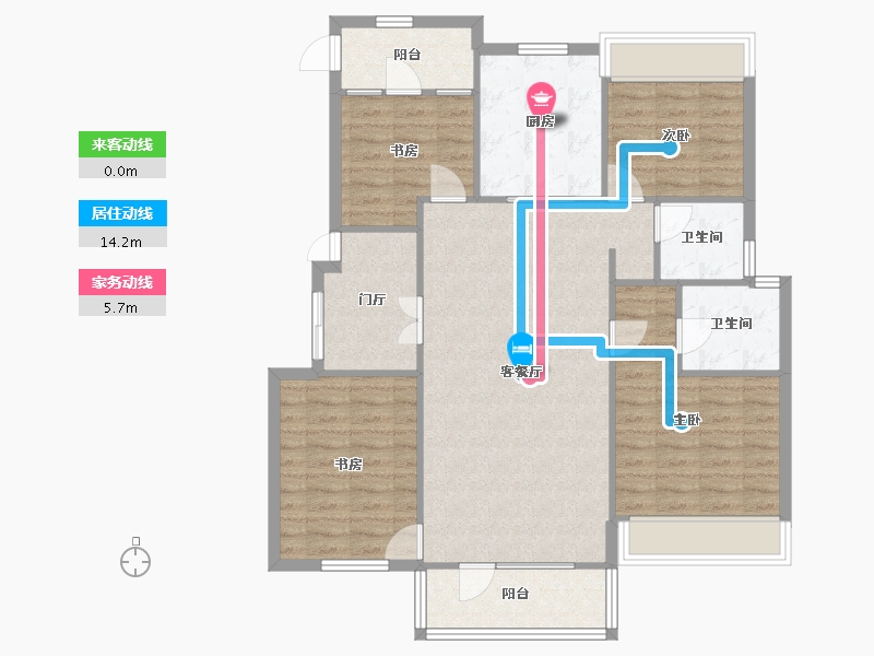 辽宁省-沈阳市-郡原小石城红椿东路（3-5,3-6）号楼130m²-106.95-户型库-动静线