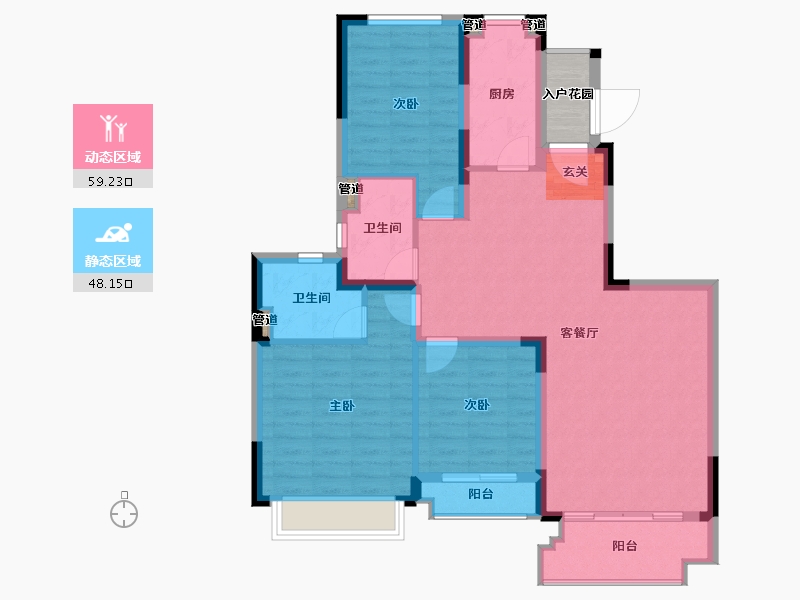 江苏省-南京市-恒大溪山公馆-100.00-户型库-动静分区