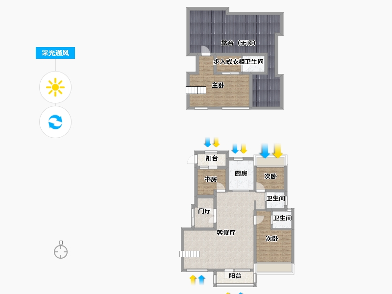 辽宁省-沈阳市-郡原小石城红椿东路（3-6,3-9）号楼164m²-131.21-户型库-采光通风