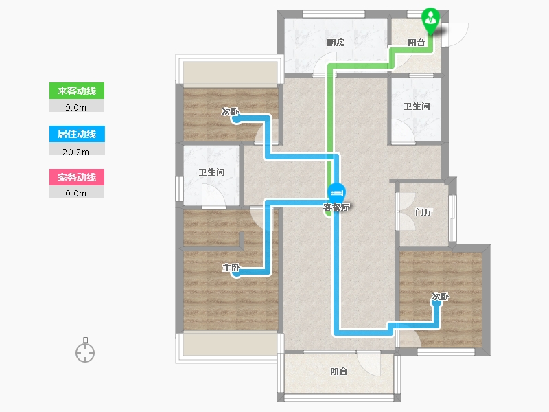 辽宁省-沈阳市-郡原小石城红椿东路（3-7,3-8）号楼109m²-87.90-户型库-动静线