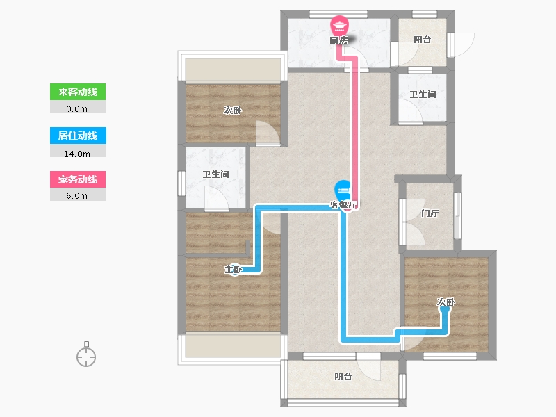 辽宁省-沈阳市-郡原小石城红椿东路（3-7,3-8）号楼100m²-86.05-户型库-动静线