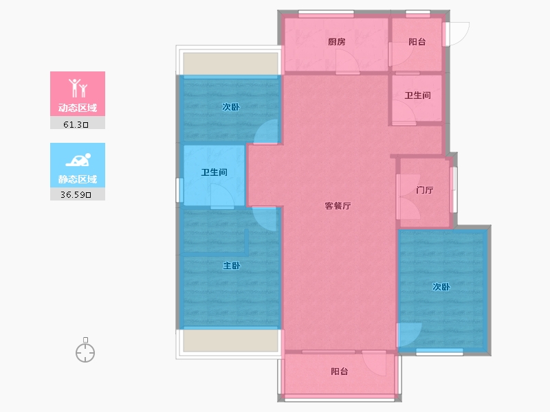 辽宁省-沈阳市-郡原小石城红椿东路（3-7,3-8）号楼120m²-89.25-户型库-动静分区