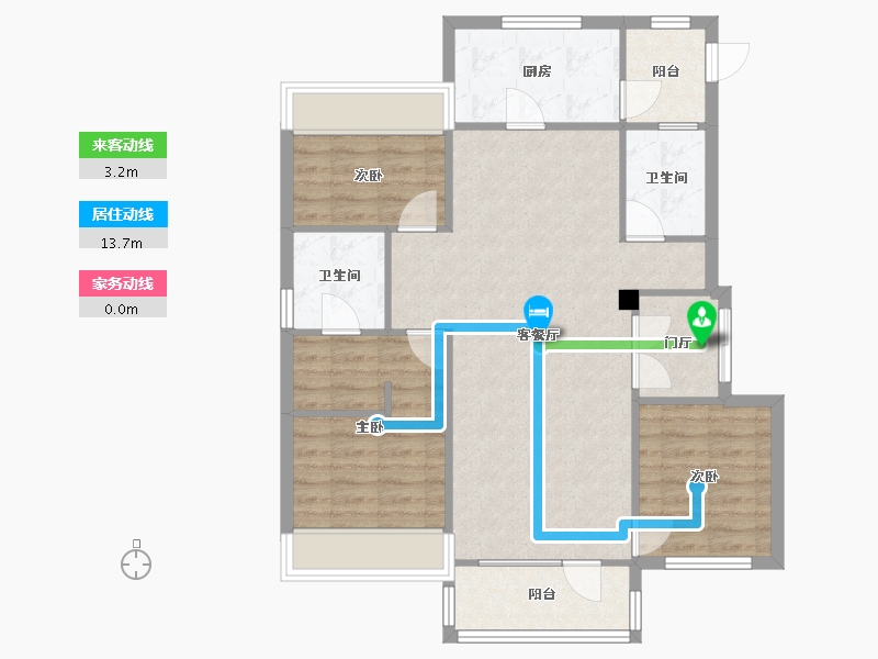 辽宁省-沈阳市-郡原小石城红椿东路（3-20,3-7）号楼108m²-88.09-户型库-动静线