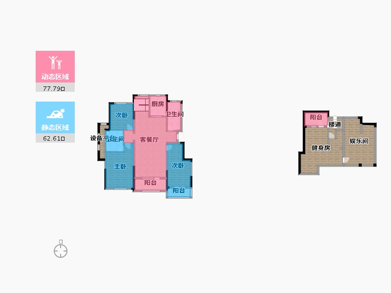 辽宁省-沈阳市-郡原小石城红椿东路（7-6,A5,A7,1-14）138m²-183.72-户型库-动静分区